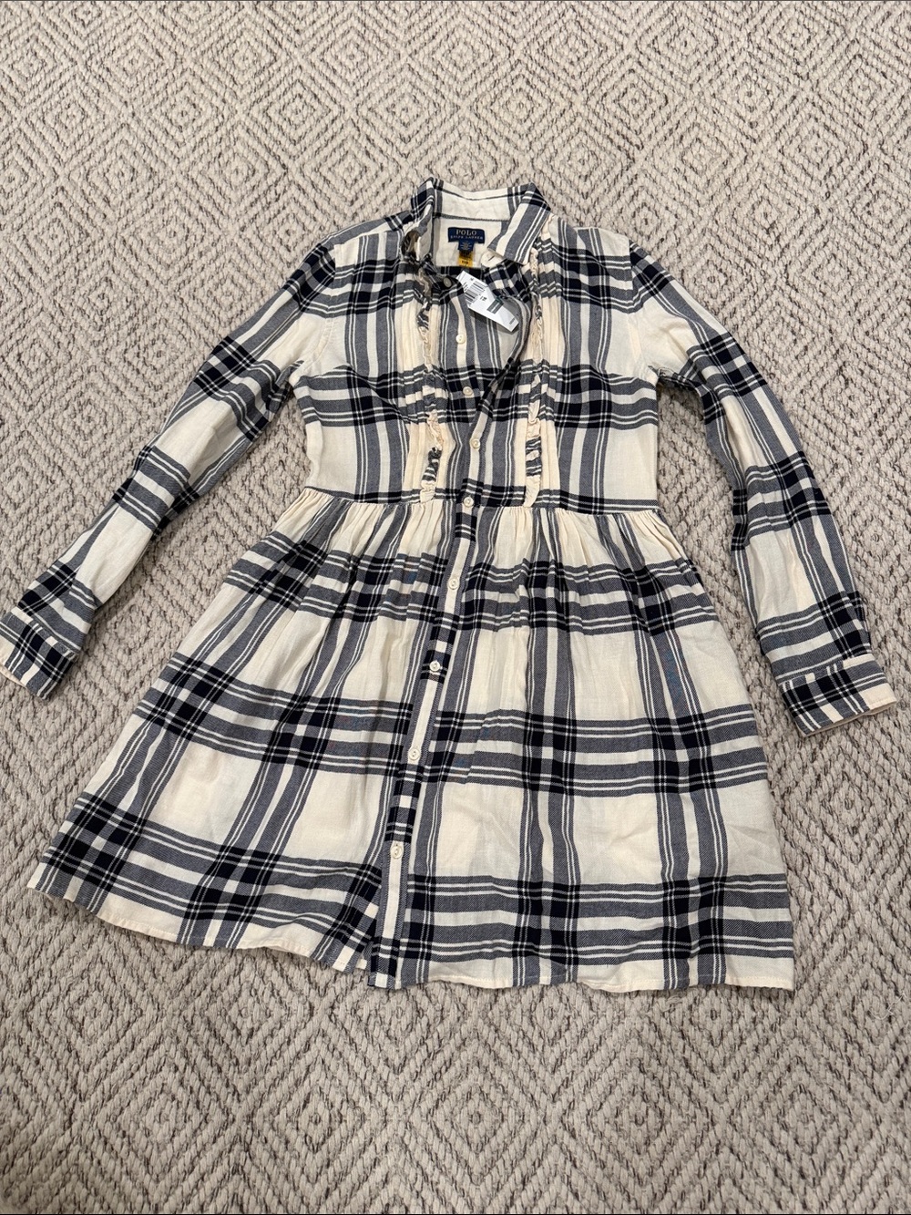 Polo by Ralph Lauren Navy and White Plaid Button-Front Dress